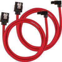 Corsair Premium Sleeved SATA 3 Kabel gewinkelt / gerade (6Gbps, 60 cm 90&deg;) Rot