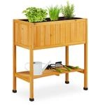 Relaxdays Hochbeet Holz, Pflanzbeet auf Stelzen, HBT: 80,5 x 74 x 38 cm, Garten,