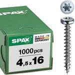 SPAX Halbrundkopf 4.5x 16 Vollgewinde Torx 20 Wirox-Silber