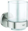 Grohe Essentials Glas mit Halter, supersteel, 1 Stück, 40447DC1