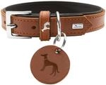 HUNTER LARVIK Hundehalsband, Leder, 55 M, Cognac/schwarz | Softvollrindleder, edles