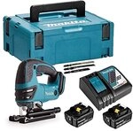 Makita DJV180RTJ Stichs&auml;ge, 18 V, Li-Ion, LXT komplett mit 2 x 5,0 Ah Akkus und