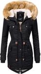 Navahoo Damen Wintermantel Warmer Parka lang mit Kapuze La Viva Schwarz Gr. S