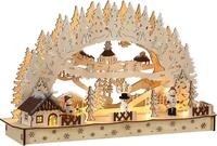 Monzana&reg; Schwibbogen XL LED Beleuchtet Holz Timer Batterie Winterdorf...