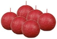 Bolsius Rustik Kugelkerze - Rot - 6 St&uuml;ck - &Oslash; 7.6 cm - Dekorative Kerze - L&auml;nge