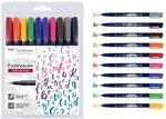 Tombow WS-BH-10P Brush Pen Fudenosuke 10er-Set, bunt, Etui