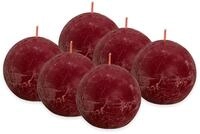 Bolsius Rustik Kugelkerze - Bordeauxrot - 6 St&uuml;ck - Durchmesser 7.6 cm - Dekorative