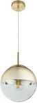 H&auml;ngeleuchte mit Glaskugel Pendelleuchte gold transparent Esstischleuchte