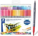 STAEDTLER 3200 Doppelfasermaler &ndash; 120er Etui, sortiert | 2 Spitzen 3,0 & 0,5&ndash;0,8
