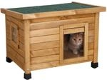 Kerbl Pet Katzenhaus Rustica, Braun/Gr&uuml;n, 57x45x43 cm, Holz, mit Schwingt&uuml;re,