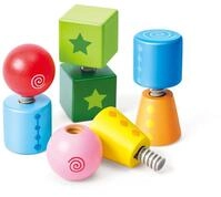 Hape Schraubkl&ouml;tze &ndash; Bunte Holzbausteine zum Schrauben & Stecken, kreatives