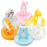 small foot Steckpuzzle Pastell, Motorikspielzeug, mit 6 abnehmbaren Tierfiguren, ab 2