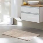 Waschbarer Badezimmerteppich einfarbig - Beige 60 x 90 cm (Rechteckig)