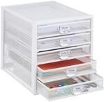 Relaxdays Schubladenbox, 5 Schubladen, beschriftbar, Akten sortieren, Stahl B&uuml;ro