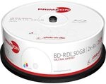 Primeon BD-R DL 50GB/2-8x Cakebox (25 Disc) Photo-on-disc, Inkjet Full Size...