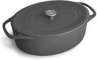 SPRINGLANE Cocotte mit Deckel, Grau, oval, 33 cm, 6,5 L, Gusseisen Br&auml;ter,