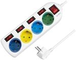 LogiLink LPS257 - 4-fach Steckdosenleiste (CEE 7/3), mit 5x Ein/Aus Schalter, mit