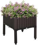 Outsunny Hochbeet Pflanzkasten mit Abflussl&ouml;chern Braun | Blumenkasten im
