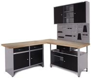 Ondis24 Werkstatt Eckl&ouml;sung Basic One, 120 + 60 cm breit, Holzarbeitsplatte, 2X