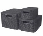 CURVER STYLE Box 3er Set S/M/L mit Deckel, anthrazit, 46,2 x 34,2 x 27,5 cm