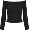 Urban Classics Damen Ladies Off Shoulder Rib Longsleeve T-Shirt, Black, XS