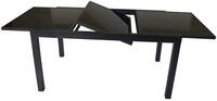 DEGAMO Ausziehtisch Torino XL 180/240x100cm, Aluminium anthrazit + Glas schwarz