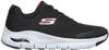 Skechers Herren Arch Fit Sneaker, Black Textile Synthetic Red Trim, 45 EU