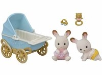 Sylvanian Families 5432 Schokoladenhasen Zwillinge mit Kinderwagen - Puppenhaus