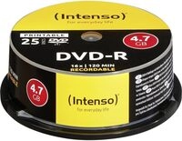 Intenso DVD-R 4,7 GB 16x DVD-Rohlinge bedruckbar kratzfest 25er Spindel