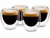 GLASWERK Doppelwandiges Espressotasse Glas (4x70ml) Design Kaffeetassen -