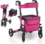 Juskys Rollator Vital lila - Gehhilfe faltbar & leicht aus Aluminium bis 130 kg -