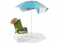 Relaxdays Strandmuschel Schirm, Sonnenschirm Strandzelt m. Tragetasche, UV 50
