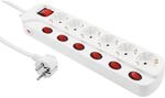 MC Power - Steckdosenleiste mit Einzelschaltung | 6-Fach | Mehrfachsteckdose