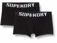 Superdry Mens DUAL Logo Double Pack Trunks, Black/Black Optic, Small