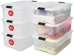 Iris Ohyama Aufbewahrungsbox mit Deckel, 30L, 6er-Set, Transparent,