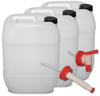 plasteo® 3er Set: 20 Liter Getränke- Wasserkanister Natur mit Hahn,...