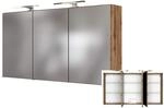 Lomadox 3D Spiegelschrank 120 cm mit LED-Aufbauleuchte in Wotaneiche Nb.,...