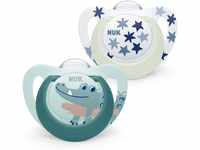 NUK Star Babyschnuller | Day & Night Schnuller | BPA-freies Silikon | 18–36 Monate