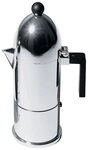 Alessi A9095/6 AZ "LA CUPOLA" Espressomaschine aus Gu&szlig;aluminium. Griff und Knopf aus