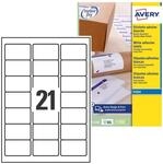 Avery J8 Etiketten Quick Dry 63.5 x 38.1 Bianco