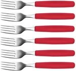 Victorinox Tafelgabel Set 6 St&uuml;ck | Edelstahl Gabeln Rot | rostfrei &
