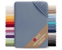 biberna Premium Feinjersey Spannbettlaken 90x200-100x200 cm blau | 100%...