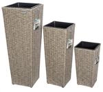 Casaria&reg; Blumentopf 3er Set Polyrattangeflecht &Uuml;bertopf Wasserabfluss...