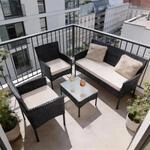 Juskys Polyrattan Sitzgruppe Fort Myers 4 Personen mit 2er Sofa, 2 St&uuml;hle, Tisch &