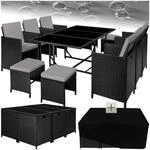 tectake&reg; Outdoor Balkon Gartenm&ouml;bel Set, Lounge mit 6 St&uuml;hlen, 4 Hocker und 1