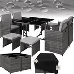 tectake Lounge M&ouml;bel Set aus 4X St&uuml;hle, 1x Tisch, 4X Hocker, wetterfest und