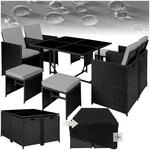 tectake Lounge M&ouml;bel Set aus 4x St&uuml;hle, 1x Tisch, 4x Hocker, wetterfest und
