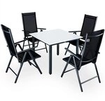 Casaria&reg; Gartenm&ouml;bel Set 4 St&uuml;hle mit Tisch 90x90cm Aluminium Sicherheitsglas