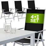 CASARIA&reg; Gartenm&ouml;bel Set 4 St&uuml;hle mit Tisch 90x90cm Aluminium Sicherheitsglas