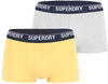 Superdry Mens Multi Double Pack Trunks, Yellow/Grey, Medium